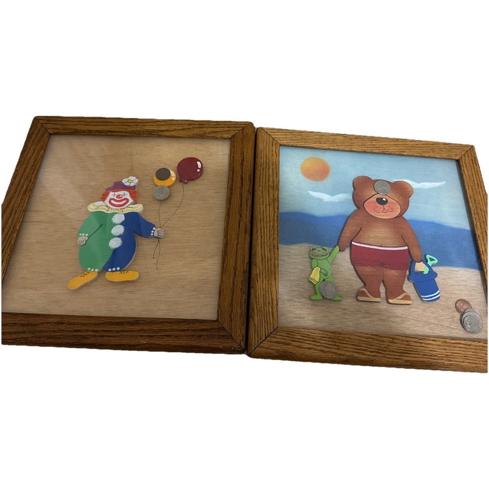 Vintage 3D Artwork Shadow Boxes Set Of 2 Platypus New Jersey USA 12x12